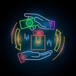 Símbolo futurista de cashback